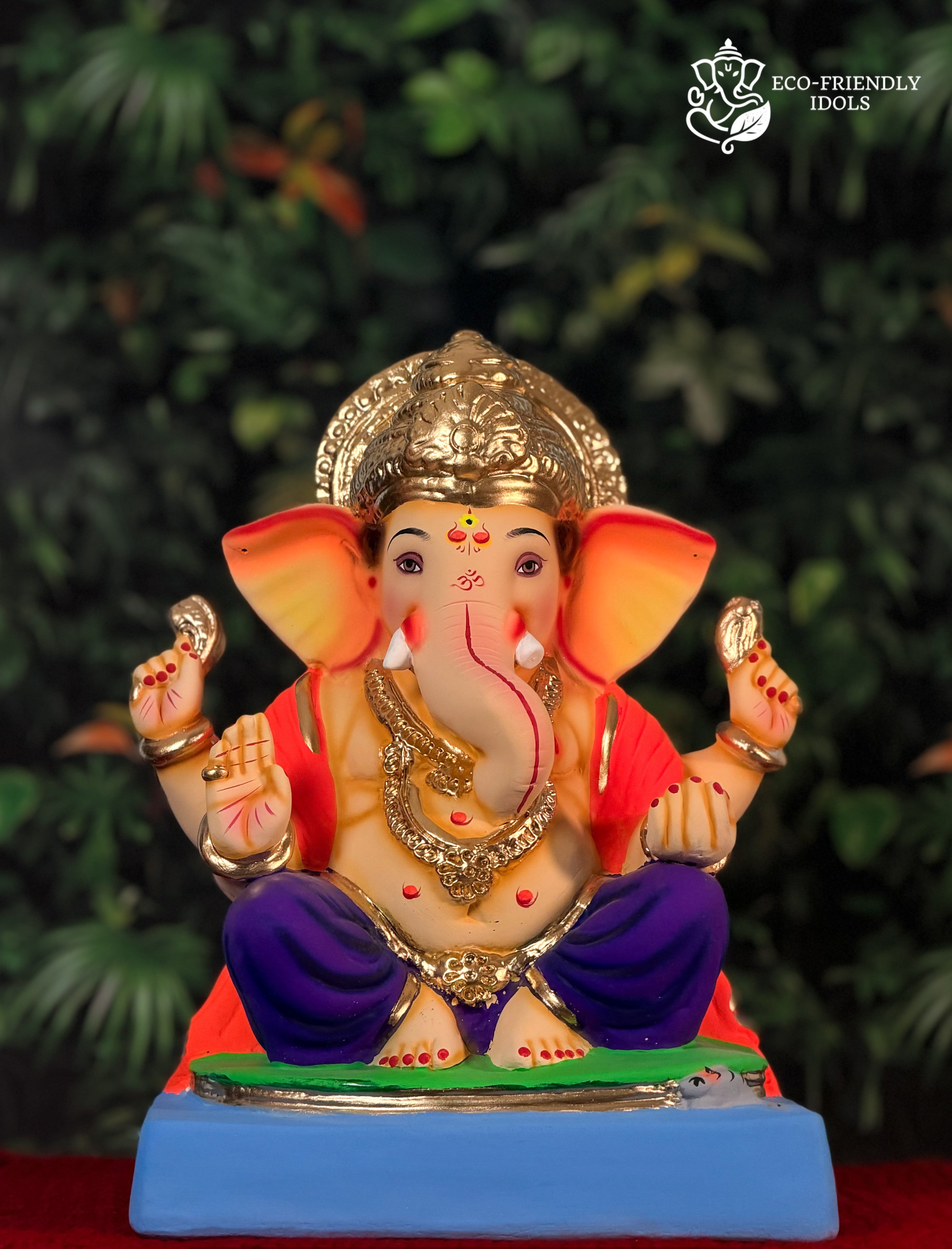 14 inch Mysori Ganpati idol in blue and orange