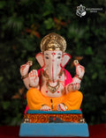 14 inch Mysori Ganpati idol in yellow and pink