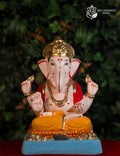 14 inch Sadhi Mandi Ganpati idol in yellow and red