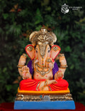 16 inch Dagdusheth Ganpati idol in orange and purple
