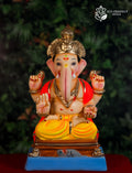 16 inch Padmasan Ganpati idol in yellow and orange