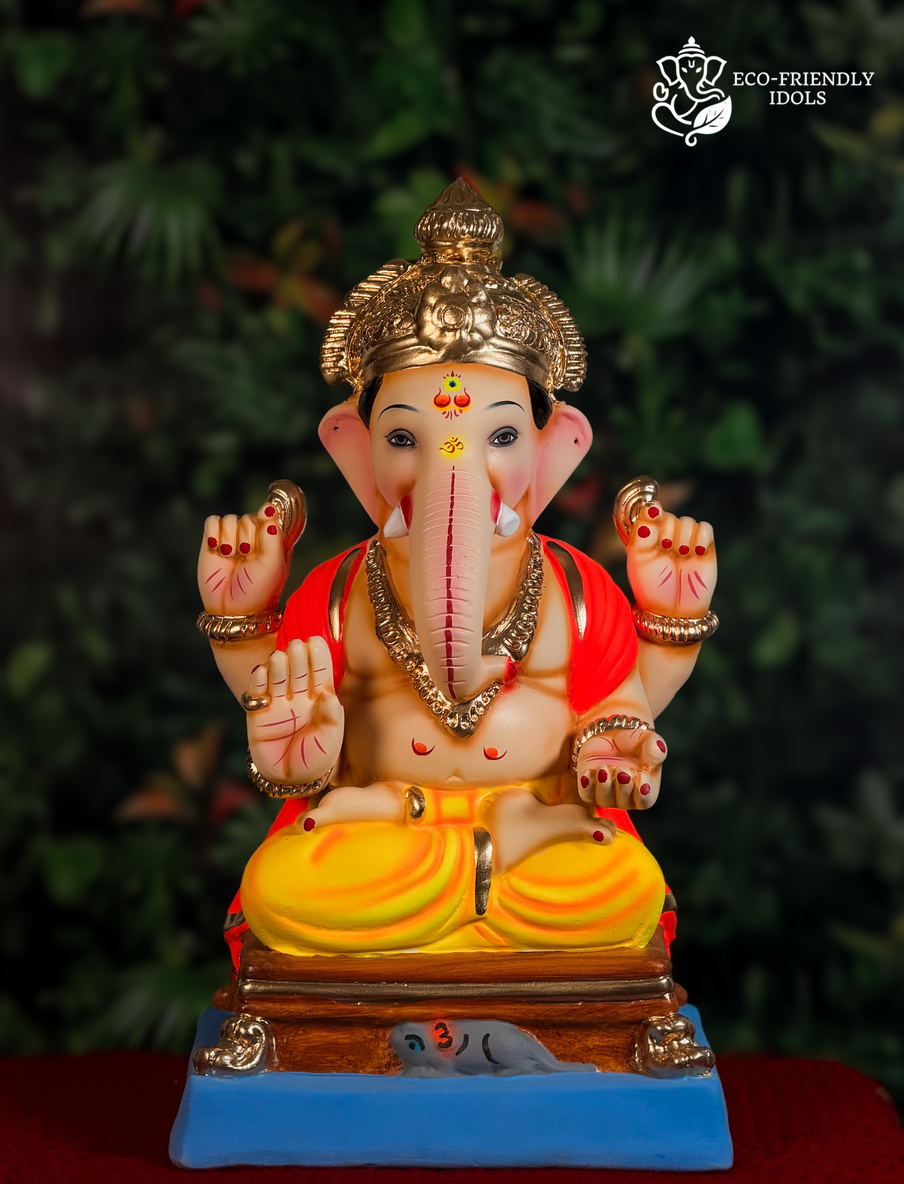 16 inch Padmasan Ganpati idol in yellow and orange