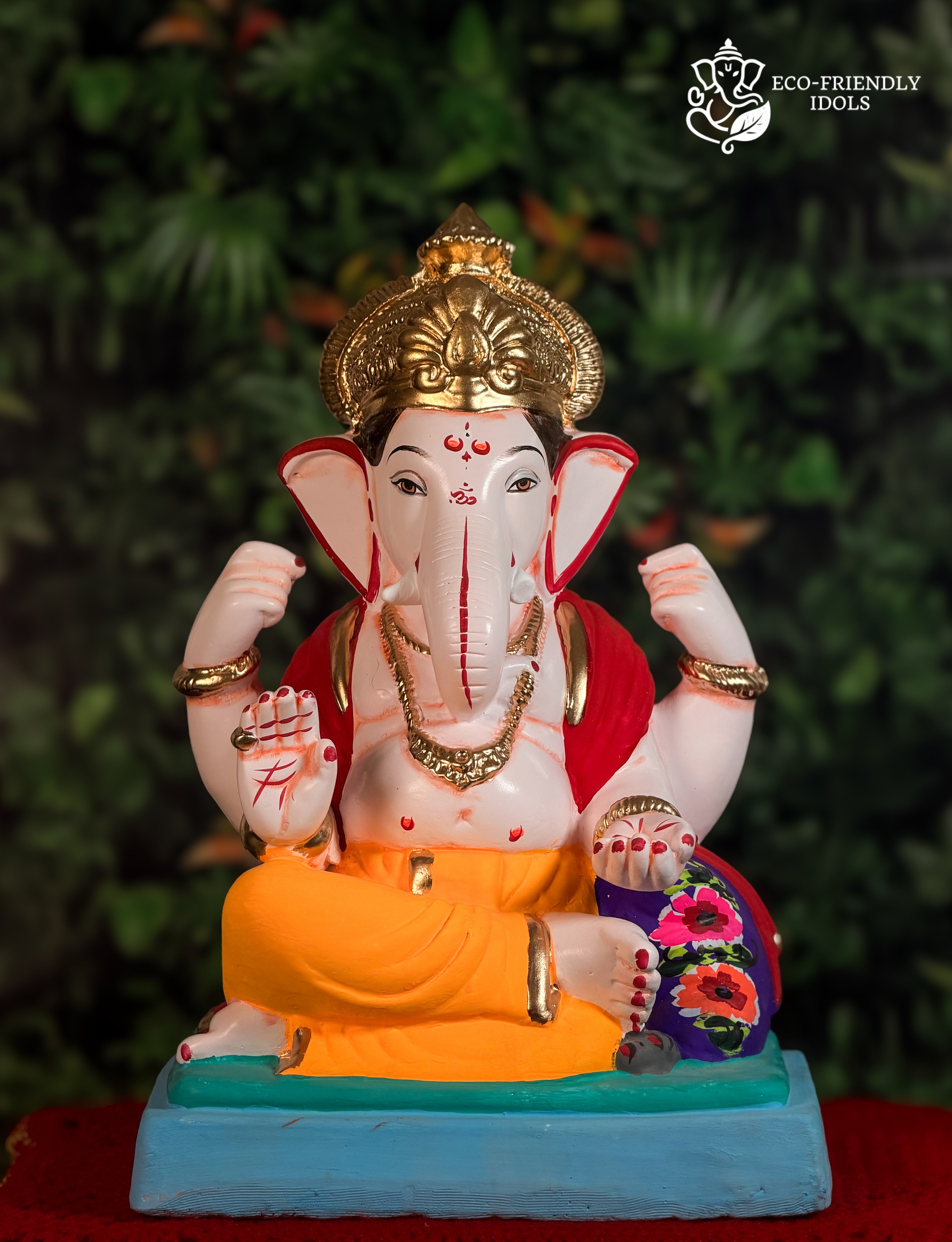 16 inch Shivrekar Ganpati idol in yellow and red