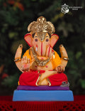 9 inch Dagdusheth Halwai Ganpati idol in red and yellow