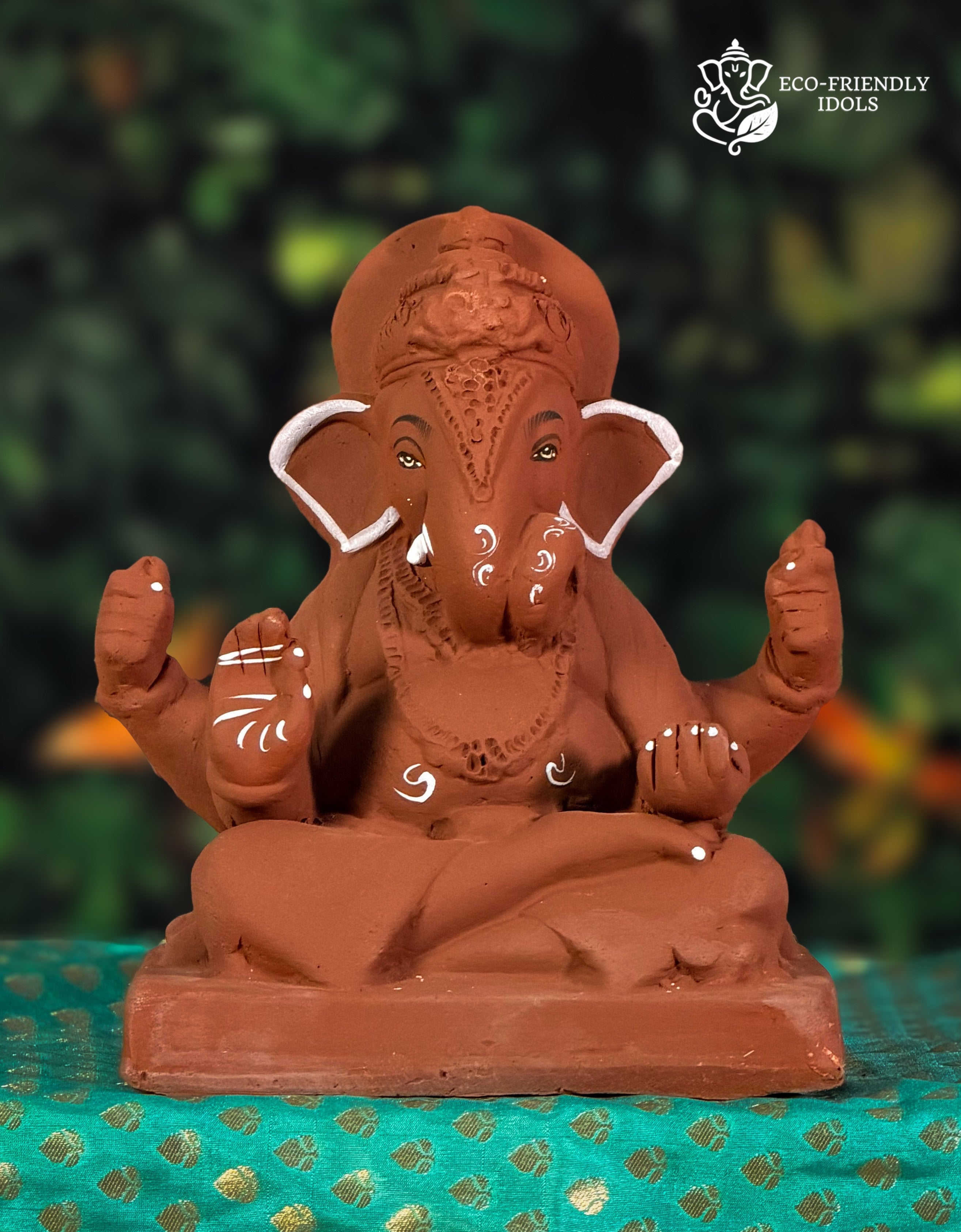 Dagdusheth Halwai Ganesh idol in red soil, eco-friendly handmade traditional murti