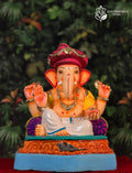 Rajeshai with Puneri Pagdi in White & Yellow (14 Inches)