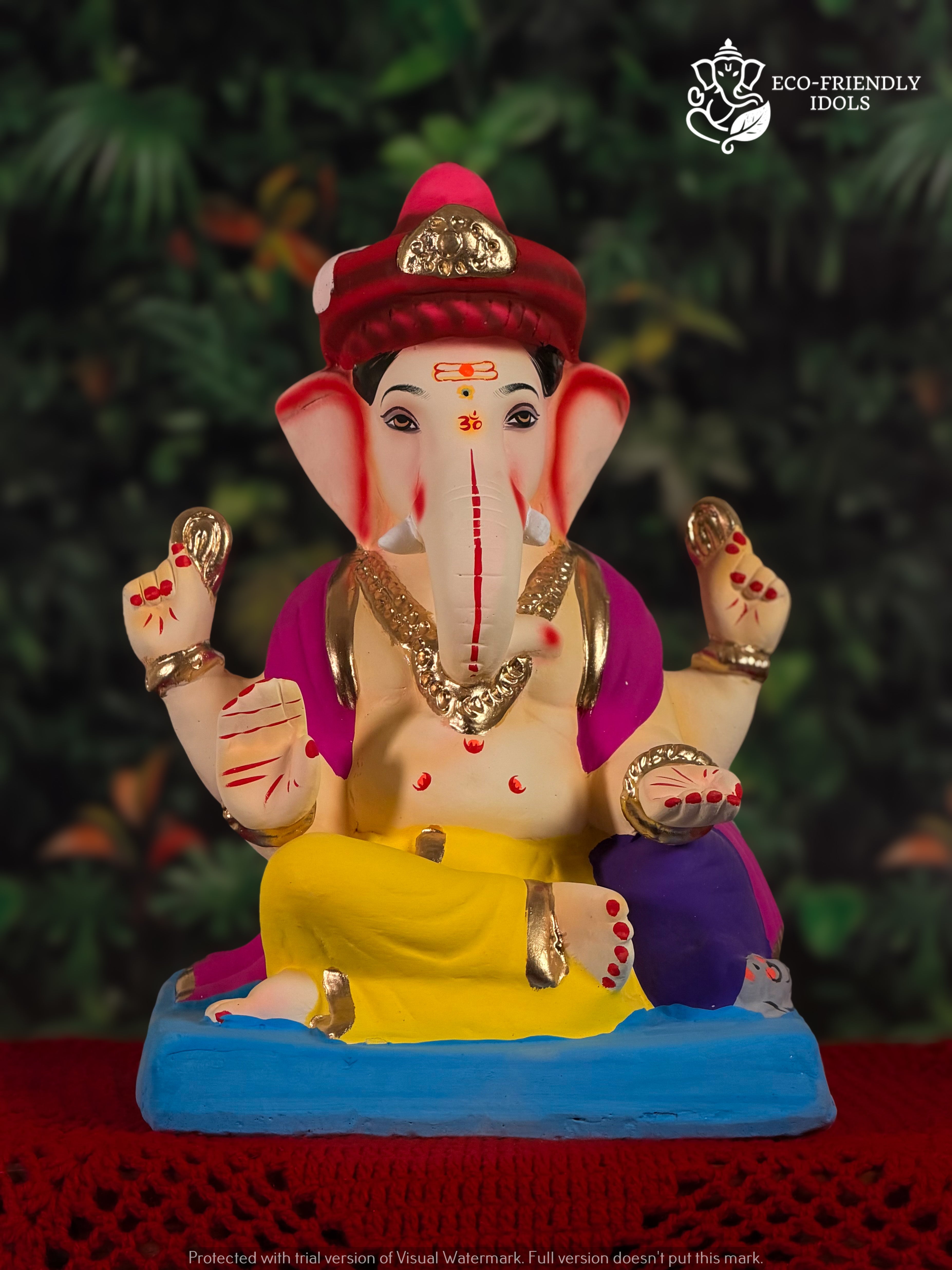 Load Shivrekar in Pagdi in Yellow & Purple (10 Inches)