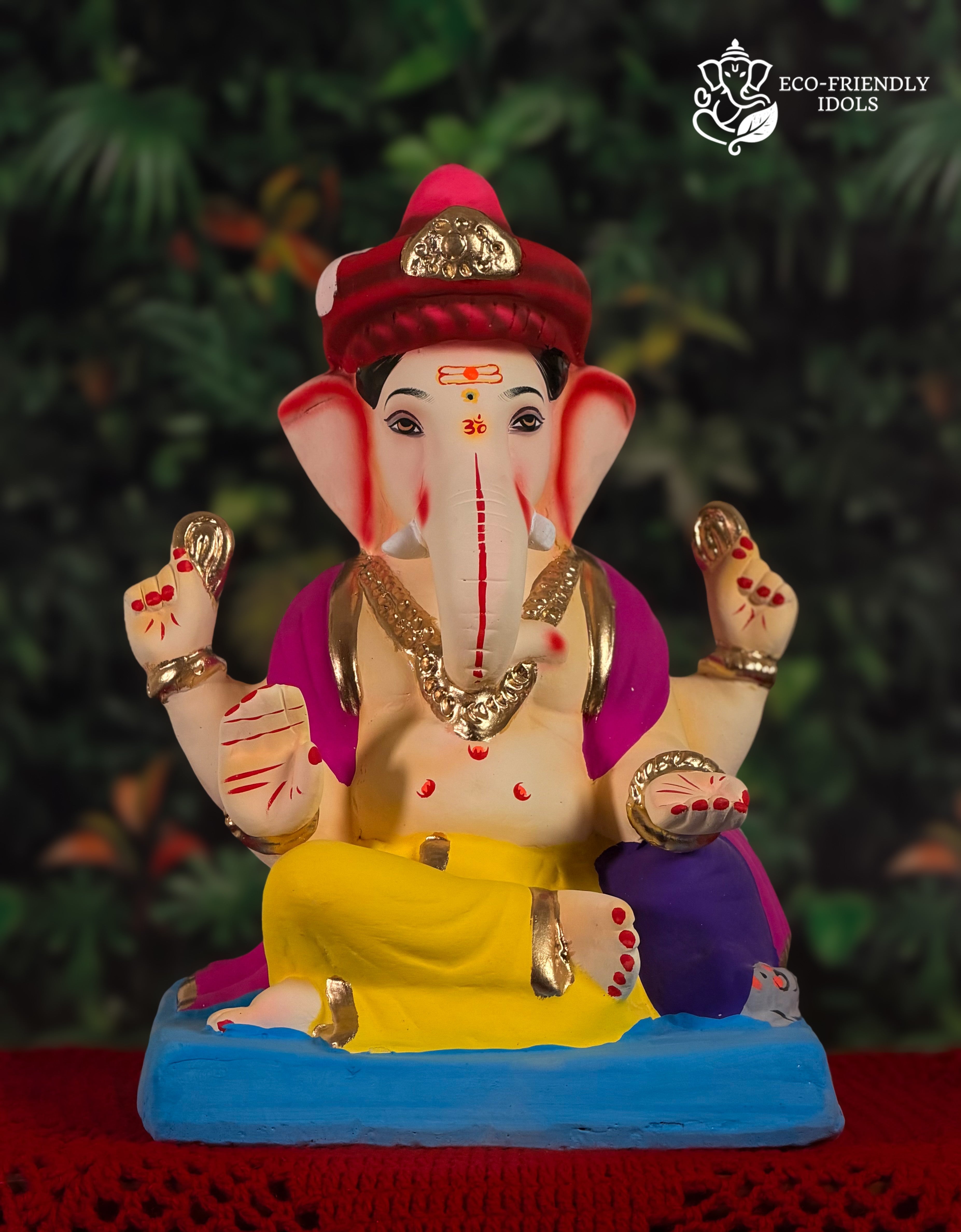 Load Shivrekar in Pagdi in Yellow & Purple (14 Inches)
