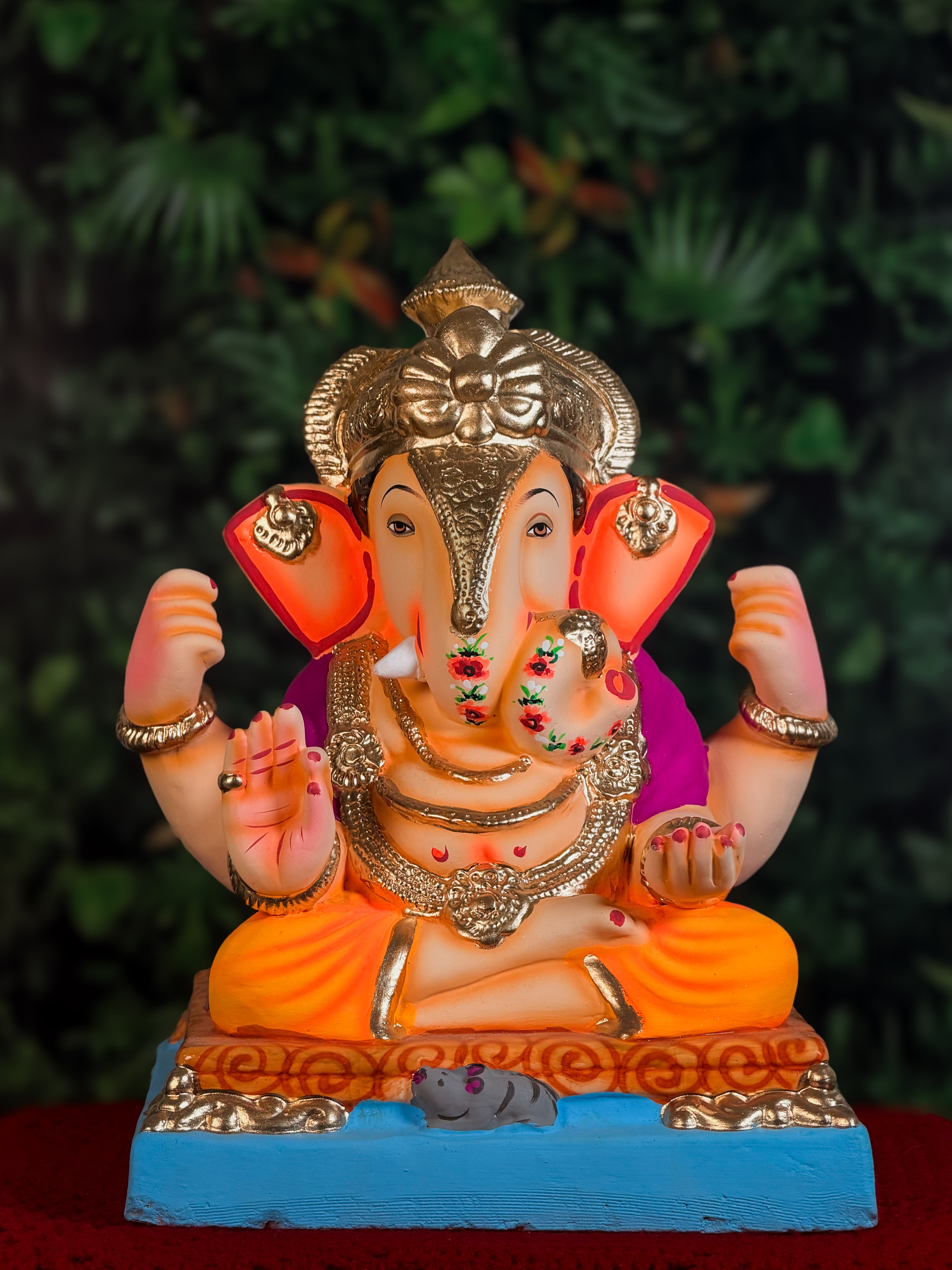 Dagdusheth in Orange & Purple (15 Inches)