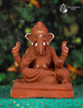 Joshi style Ganesh idol in red soil, 10 inches, eco-friendly handmade murti