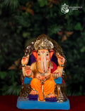 Laalbaugcha Raja style Ganesh idol in yellow and red, 10 inches, iconic traditional murti