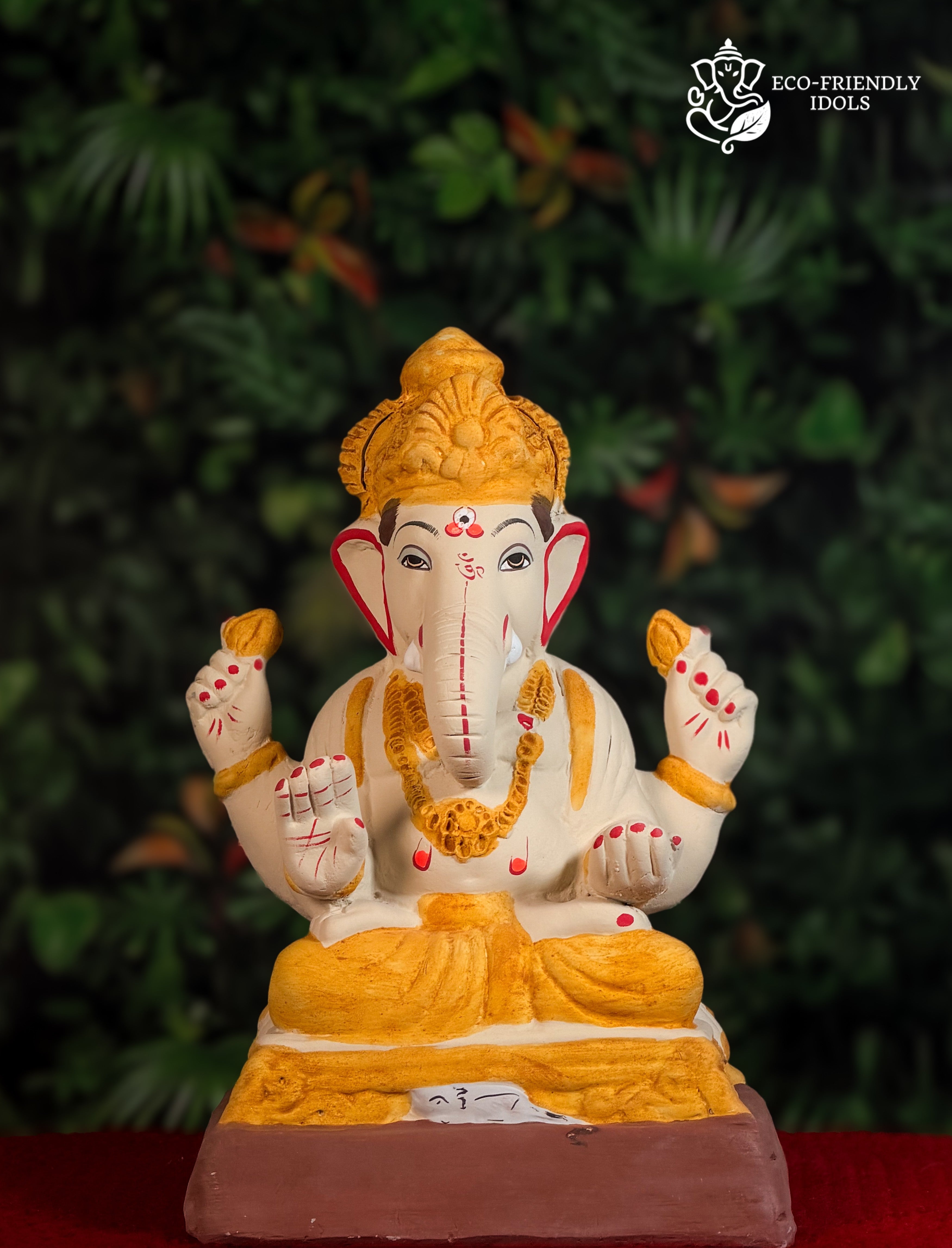 Sadhi Mandi Haldi Ganesh idol, 12 inches, yellow traditional murti